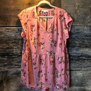 Floral short sleeve sheer top